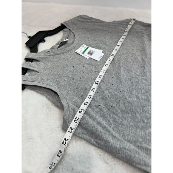 NWT Frayed Jeans Size L Sleeveless Distressed Tank Tee in Heather Grey MSRP $39 - Picture 4 of 11